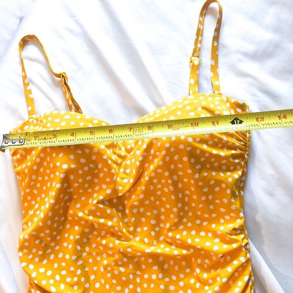Nip Tuck Womens Yellow Nylon Blend Polka Dot Slimming One Piece Swimsuit Size 10 - Picture 7 of 11